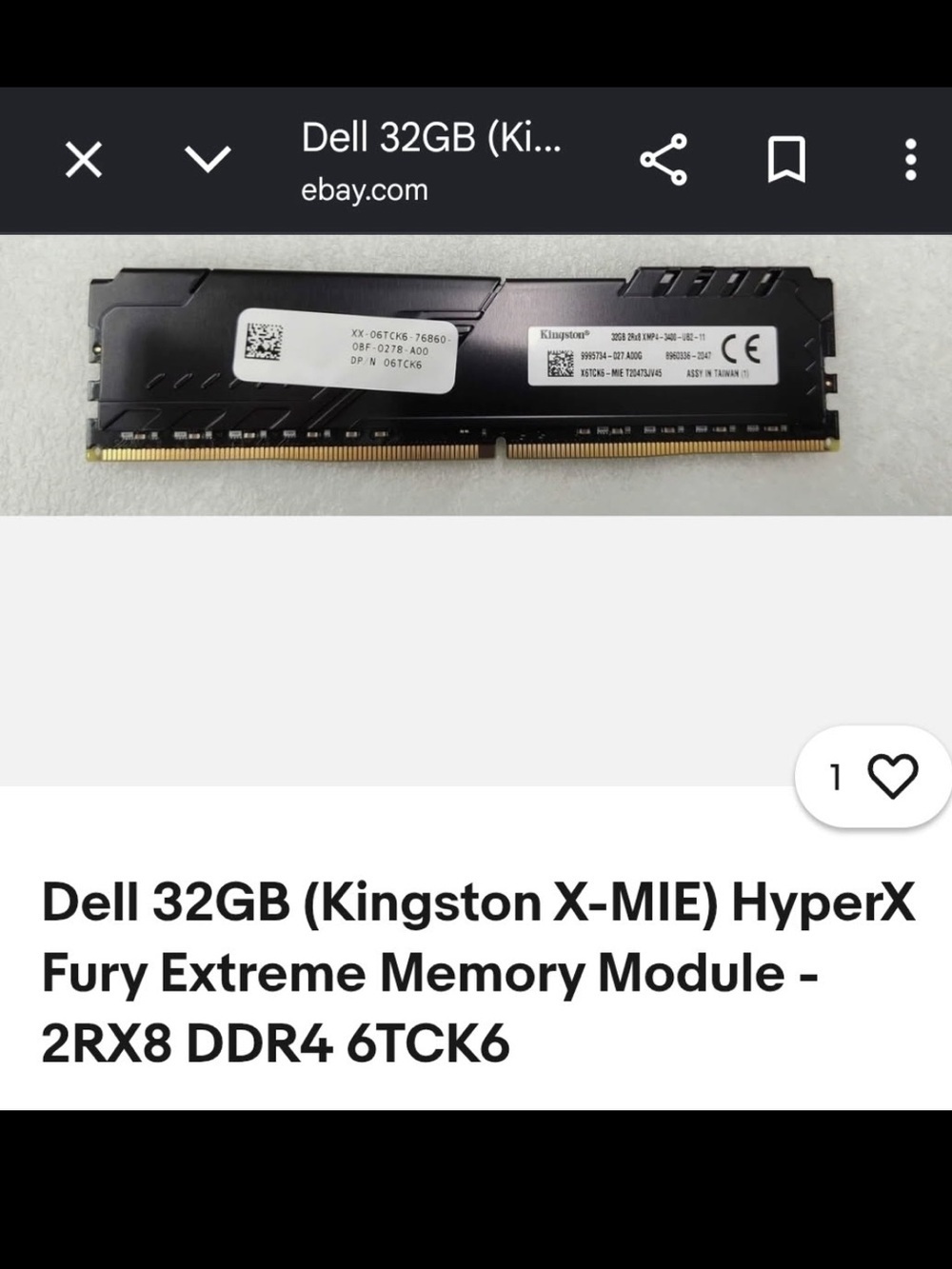 Kingston HyperX 64gb DDR4 Ram (2 x 32gb)